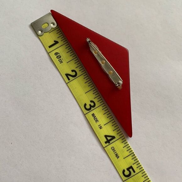 Unique Geo Red Pierced Errings and Matching Pin - Picture 4 of 4